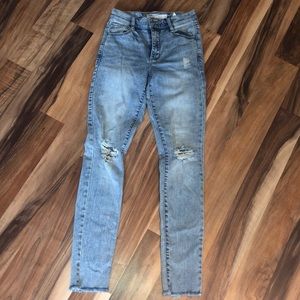 Ripped High Waisted Flair Bottom Skinny jeans